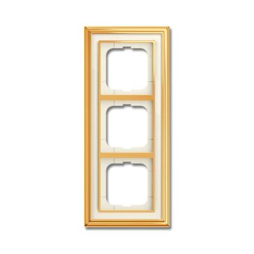 Busch-Jaeger 1723-838 cover frame, 3-way frame polished brass ivory white