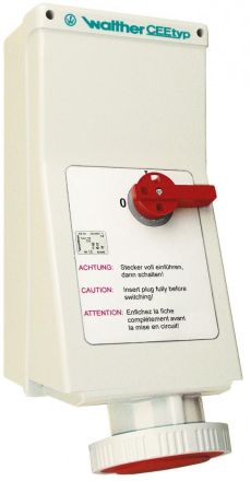 Walther AO179 125A 5-pin 400V 6h IP67 wall socket