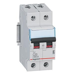 Legrand 404206 Circuit breaker TX3 C20A 2P 10KA 2M