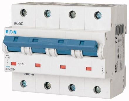 Eaton PLHT-B20/4 miniature circuit breaker, 20A, 4p, B-Char, 248076