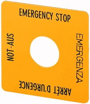 Eaton SQT1 sign, EMERGENCY STOP, yellow, 058874