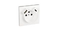 EFAPEL COV PL F/EA SOCK FR+USB TYPE A AND TYPE C WH