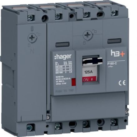 Hager HCS126AC h3+ P160 4 pole 125A CTC load break switch