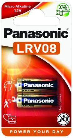 Hückmann 138024 Panasonic Alkaline LRV08L/2BE (PK=2pcs.) Battery