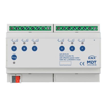 MDT AZI-0616.03 KNX switching actuator industry with TrueRMS v3 | 6-way