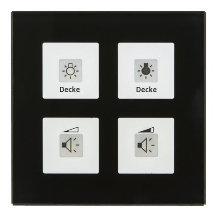 MDT BE-GTT4S.01 KNX glass button Plus | 4-way, temperature sensor | black glass