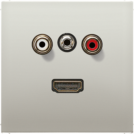 Jung MAES1082 Multimedia connection system Cinch audio / mini jack 3.5 mm / HDMI, LS series, stainless steel