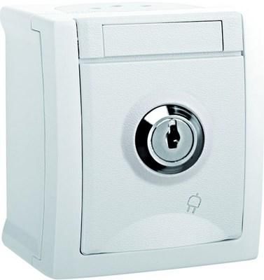 HHG 90591143-DE lockable white lock no. 3 Schuko socket FR AP