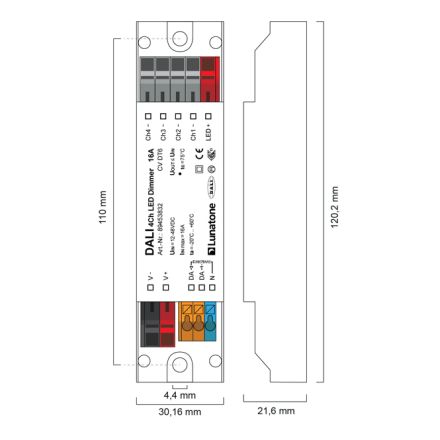 LUNATONE 89453832 DALI LED dimming actuator CV DT6 DE | 4-fold, 16 A