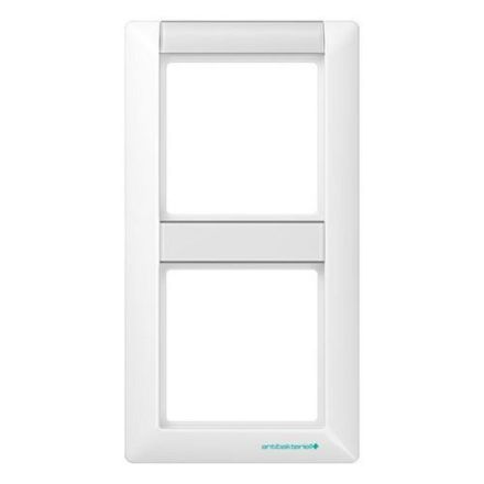 Jung ABAS582NAWW frame 2-way, with label field, vertical mounting, Duroplast antibacterial, AS 500 antibacterial, alpine white