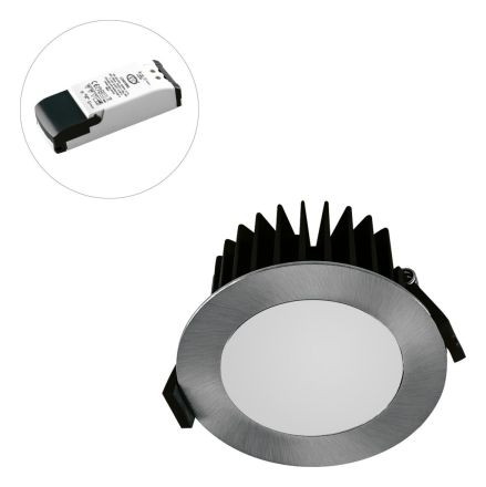 EVN L44101327 IP44 10W 2700K 660lm round chrome-sat. LED recessed ceiling spotlight