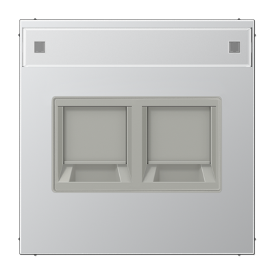 Jung AL1969-2NAAT cover (latched) for modular jack sockets 2-way, Avaya, with label field, LS series, aluminum