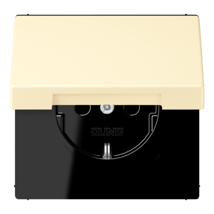 Jung LC1520BFKIKL201 SCHUKO socket, 16 A 250 V ~, integrated increased contact protection, SAFETY+, hinged lid, thermoplastic painted, LS series, white ( LC32001 )