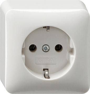 Gira 044013 SCHUKO socket surface-mounted pure white