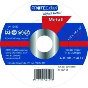 PROTEC.class 05102199 Diamond tools PGTM115 (1 pc. = 1 PU with 5 cutting discs) Fabric cutting disc metal 115 a 5pcs.