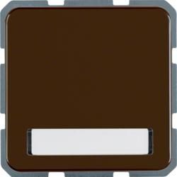 Berker 471901 SCHUKO socket with hinged cover and labelling field brown, glossy wg Up IP4