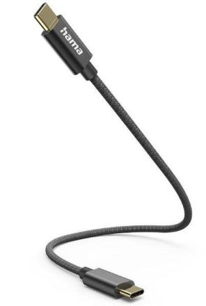 Hama 201604 USB-C - USB-C, 0.2 m, nylon, black USB charging cable