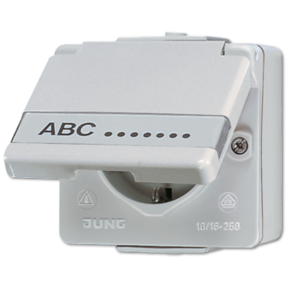 Jung 621NAW SCHUKO® socket, 16 A 250 V ~, with label field, IP 44, WG 600