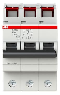 ABB Stotz-Kontakt 2CDS253002R0064 S203S-C6 C6A 3-pole 6kA circuit breaker