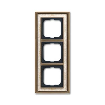 Busch-Jaeger 1723-846 cover frame, 3-way frame antique brass decor ivory white
