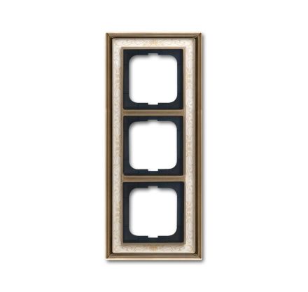 Busch-Jaeger 1723-846 cover frame, 3-way frame antique brass decor ivory white