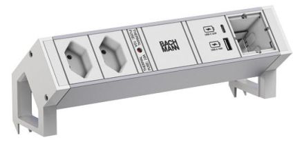 Bachmann 937.425 DESK2 ALU WHITE 2xCH 0° 1xCM 1xUSB A/C 2 power strip