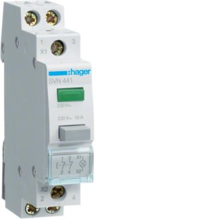 Hager SVN441 button LED detector green 230VAC