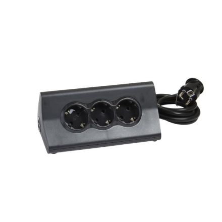 Legrand 694811 power strip TABLET 3-way USB 1.5m Zul., (black)