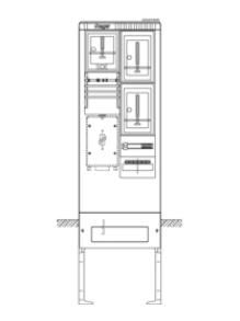 Hager ZAS205NM9 meter connection column 2Z+1SDE 2-field 277x583x2010