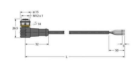 Turck 6629005 WKC4.4T-2/TEY actuator and sensor cable