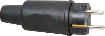 Kopp 179516009 solid rubber 16A 250V IP44 large black SCHUKO plug