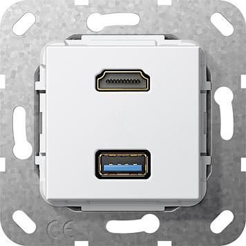 Gira 567803 HDMI, USB 3.0 A Gender Changer insert pure white