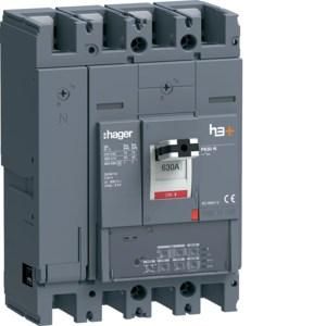 Hager HNW631JR h3+ P630 LSI 4P4D630A 40kA circuit breaker