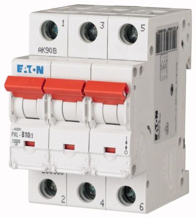 Eaton PXL-B10/3 circuit breaker, 10A, 3p, B-Char , 236380