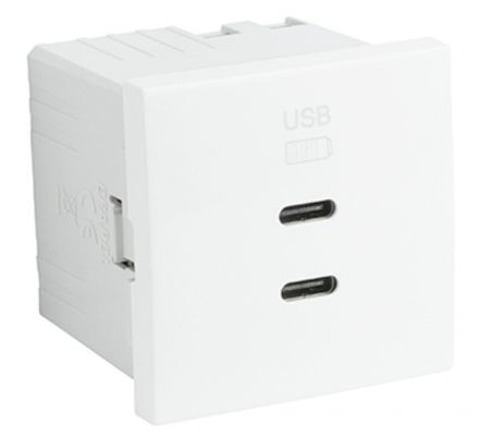 EFAPEL USB DOUBLE CHARGER TYPE C 2 MOD MATT WHITE