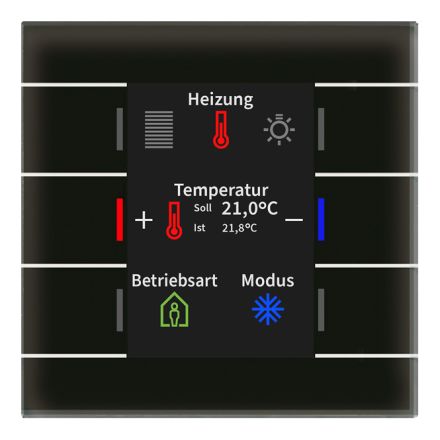 MDT BE-GT2TS.02S KNX glass button II Smart | temperature sensor | glass black/black