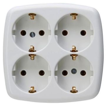Kopp 121001009 4-way without supply cable arctic white SCHUKO power strip