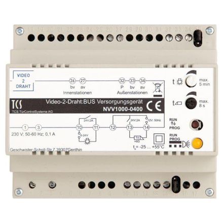 TCS NVV1000-0400 for video 2-wire:BUS systems 6TE supply and control unit