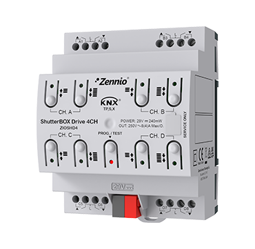 ZENNIO ZIOSHD4 KNX blind actuator | 4-way, secure, runtime recording