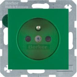 Berker 6765760063 socket with protective contact pin green, matt Berker S.1/B.3/B.7