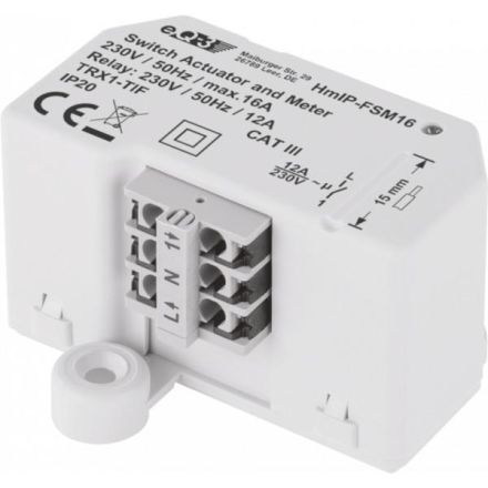 Homematic IP 150239A0 Flush-mounted switch-measuring actuator, 16A (HmIP-FSM16), switch