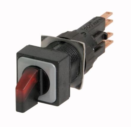 Eaton Q18LWK3R-RT illuminated selector switch, 3 positions, red, latching, 072326