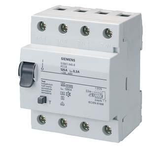Siemens 5SM3645-8 residual current circuit breaker 125/0.3A 3-pole+N
