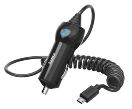 Hama 201608 with micro USB port, 6 W, 1.0 m, black car charger