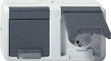 Gira 078130 double SCHUKO horizontal WG surface-mounted grey