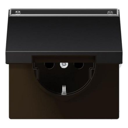 Jung AL1520NAKLD SCHUKO socket, 16 A 250 V ~, with label field, integrated increased contact protection, SAFETY+, hinged cover, painted aluminum, LS series, dark