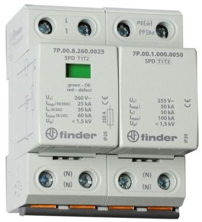 Finder 7P.02.8.260.1025 SPD surge arrester type 1+2 1-phase