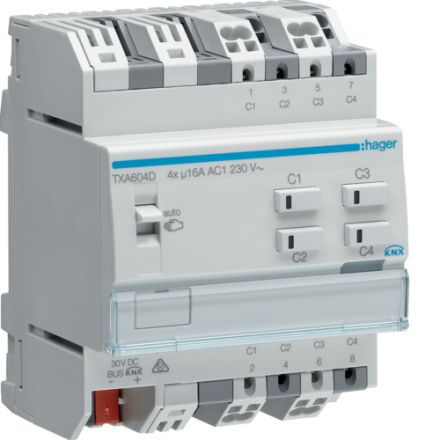 HAGER TXA604D KNX easy universal actuator 16 A | 4-fold