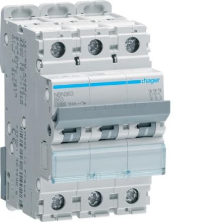 Hager NBN363 circuit breaker 3-pole B63A 10kA 3M