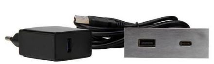 Kopp 939750113 VersaPICK rectangular stainless steel USB-C power strip